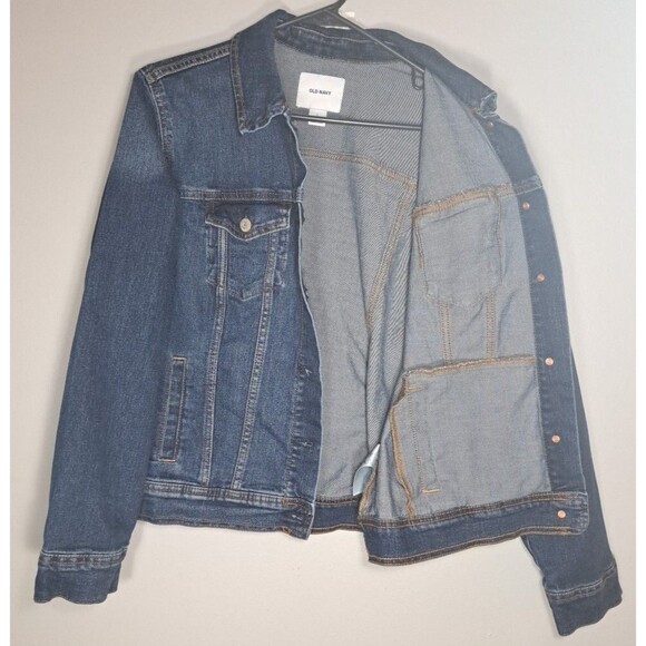 Old Navy Denim Jean Jacket Womens Large Trucker Stretch Retro Flap Pockets - Picture 6 of 9